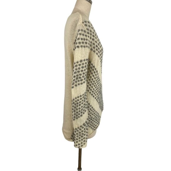 Sundance Lambswool Sweater Asymmetric Hem Cream with Gray Dots Size M - Picture 2 of 8